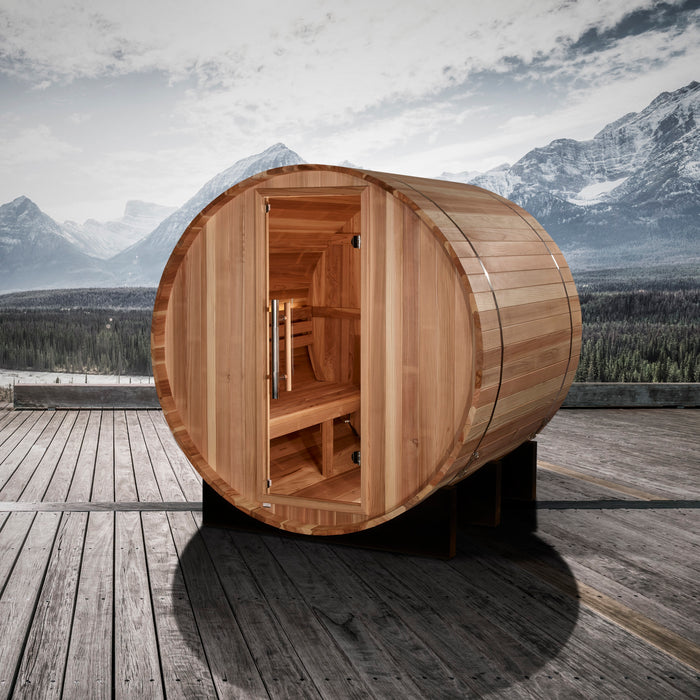 Outdoor Barrel Steam Sauna  2-Person "St. Moritz" Traditional Sauna