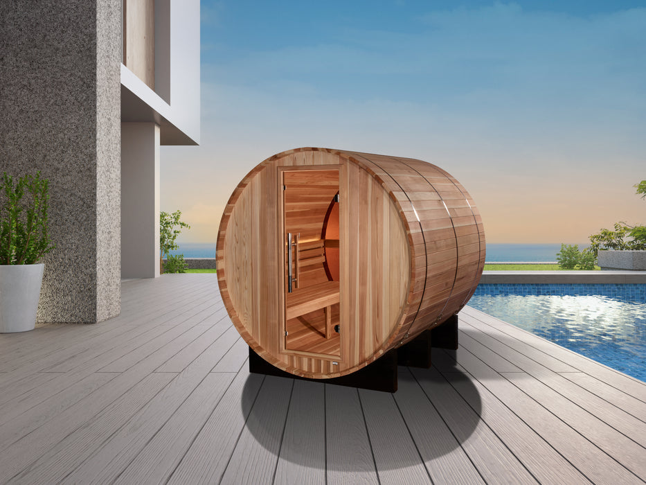Outdoor Barrel Steam Sauna  4-Person "Zurich" Traditional Sauna